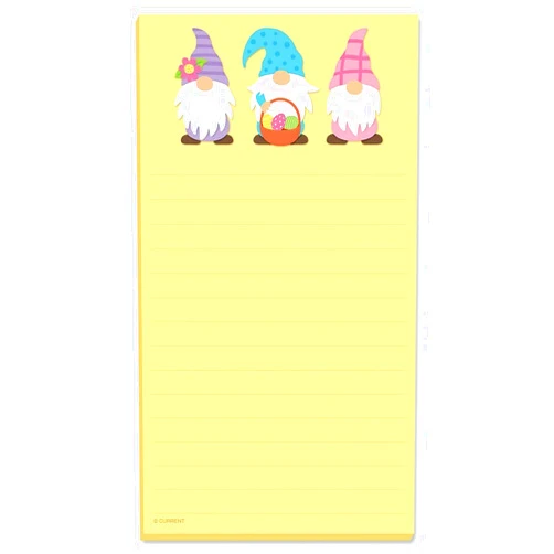 Current Easter Gnomes Magnetic Notepad Set – Set of 2 Memo Pads, 60-Sheet Pads, 3½ x 6½ Inches, Shopping List, To-Do Notes, Printed in The USA