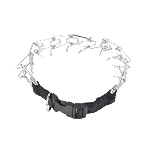 Downtown Pet Supply Chrome Plated/Nylon Prong Collar for Dogs, Medium - Adjustable, No-Choke and No Pull Dog Collar with Removable Links - Pinch Collar for Dogs 20-40 lbs and 20
