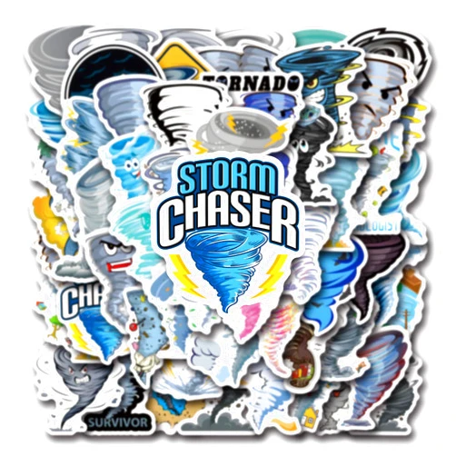 TWGOGOTIC 55 PCS Tornado Stickers, Tornado Party Favors Birthday Party Decorations Supplies Gifts Waterproof Vinyl Stickers for Kids Teens Boys Girls for Water Bottle Laptop (Blue)