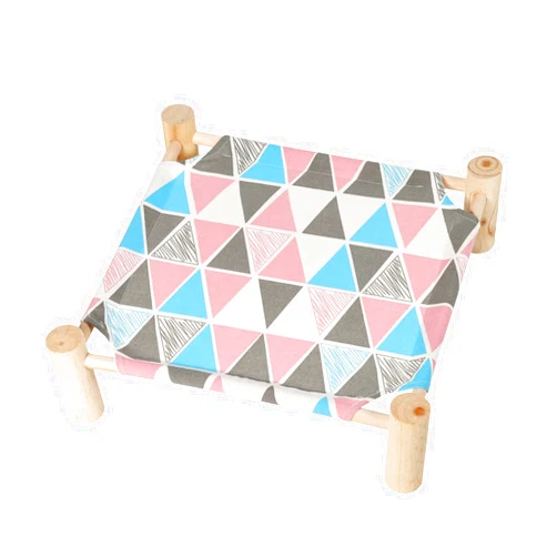 Patas Lague Cat and Dog Hammock Bed Small Dog Bed, Wooden Cat Elevated Cooling Outdoor Bed for All Seasons, Cat Beds for Indoor Cats, Cat Cots Furniture Pet Bed Puppy Bed(Triangles)