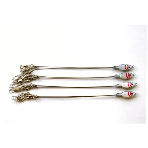 Akuna AL-3RIG-M-B Triple Threat Umbrella Rig 3 Armed Lure (4-Pack), White with Red Gill Jighead, 1/2-Ounce Head