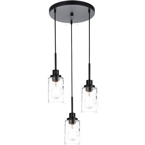 Banato 3-Light Pendant Lights Hanging Pendant Light Fixtures Ceiling, Black Hanging Pendant Light with Glass Shade for Kitchen Bedroom Hallway, Dining Room Light Fixture