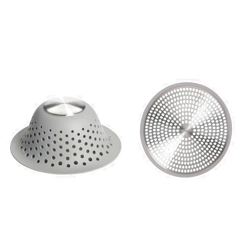 OXO Good Grips Silicone Drain Protector for Pop-Up & Regular Drains,Grey,One Size & Good Grips Easy Clean Shower Stall Drain Protector - Stainless Steel & Silicone