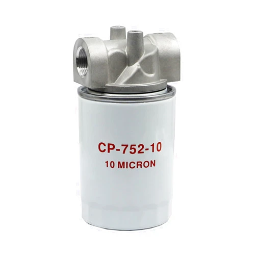 ZXTQWX Spin-On Filter Assembly Hydraulic Oil Filter for Petroleum Based Fluids 10 Micron Hydraulic Filter with 15 PSI Bypass 250 PSI, 25 GPM, 3/4” NPTF Inlet/Outlet Port, 1