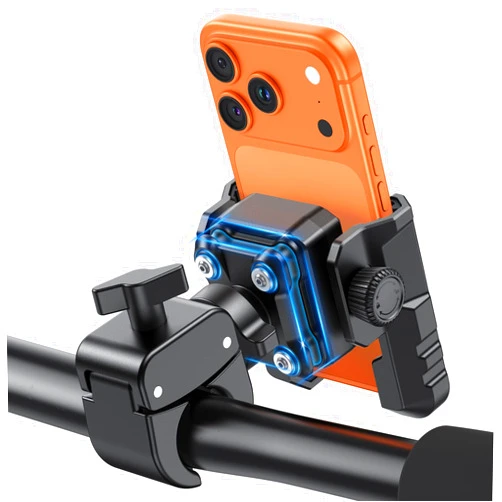 OMOTON BK01 Anti-Vibration Bike Phone Holder for Rearview Mirror & Handlebar, Shockproof Motorcycle Phone Mount with Quick Lock, Fit iPhone & All Android Phone for Electric Scooter/E-Bike