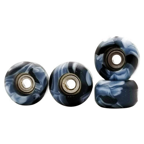RACOFSB Fingerboard Wheels with Bearing CNC Lathed Swirl Color New Material (Black mix)