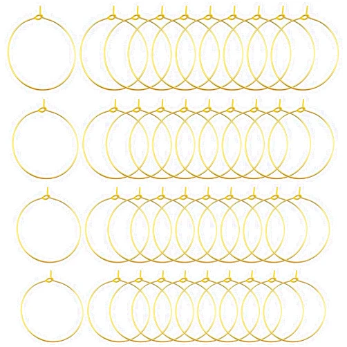 Ximalun 200Pcs Plated Wine Glass Hoop Rings 25mm Wire Hoops Wine Glass Rings Hypoallergenic Round Hoop Earring Open Earring Beading Hoops Earring Finding for Jewelry Making Wedding Birthday Party Favor