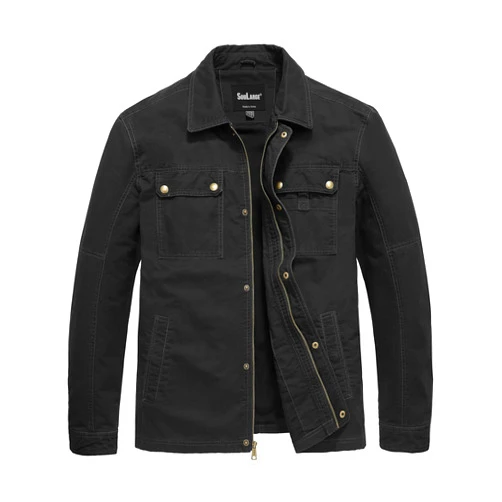 Soularge Men's Big and Tall Fall Military Pure Cotton Utility Jacket Outwear