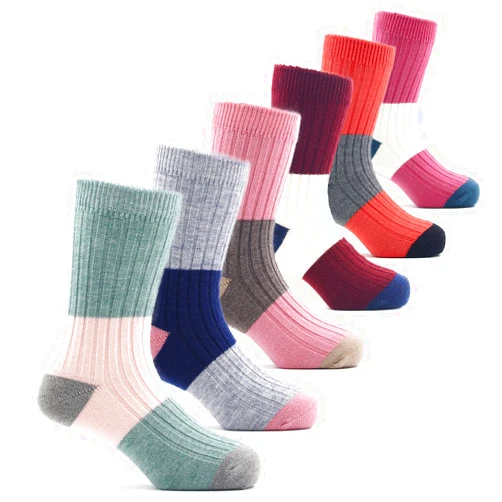 HowJoJo Girls Wool Socks Kids Crew Seamless Winter Warm Thermal Socks 6 Pack