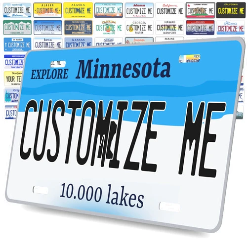Brd Gifts Custom State License Plate - 12x6-50 States | Personalized Minnesota State License Plate with Your Name, Text - UV Protected Car Tag for Front of Car, Placas Para Carro Personalizadas