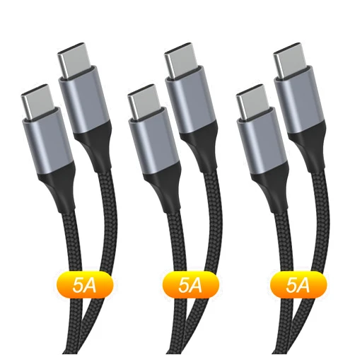 Hrbzo USB C to USB C Cable 100W 5A 3-Pack [3ft/6ft/6ft], Type C to Type C Charging Cable Compatible with i Phone 15/Plus/15 Pro/Pro Max, MacBook Pro, Galaxy S23 S22 S21, Pad Pro/Air 5/4 etc