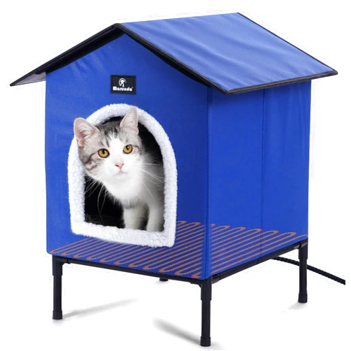 MARUNDA Heated Cat Houses for Outdoor Cats in Winter, Heated cat House for Indoor and Kitty Shelter for Your Pet to Stay Warm and Cozy. (Blue, S - 20x15x13 in)