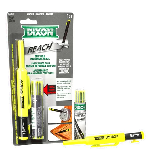Dixon Industrial REACH- Deep Hole Mechanical Pencil with Lead Refills included, Yellow (14301)