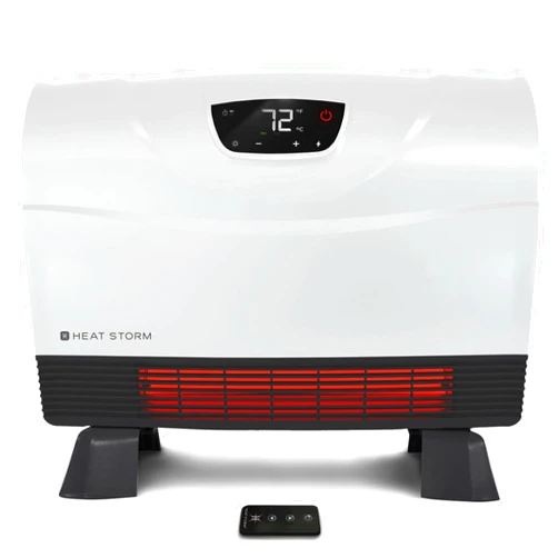Heat Storm Phoenix Infrared Space Heater with Attachable Feet, Remote Control, Energy Efficient-750-1500 Watts, White Floor or Wall - HS-1500-PHX
