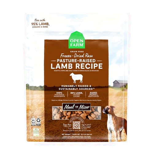Open Farm, Freeze Dried Raw Dog Food, Morsels with 95% Meat, Organs & Bone, Organic Produce & Superfoods, Complete Meal or Freeze Dried Dog Food Topper, Lamb Recipe, 22oz Bag