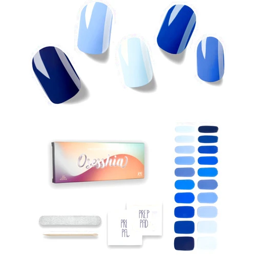 Osesshia Semi Cured Gel Nail Strips, 20 pcs Nail Wraps, Glaze Gel Nail Stickers, Salon Quality French Manicure, Full Decal Gel Polish Strips, Long Lasting SCG, UV Lamp Required (Aegean Coast)