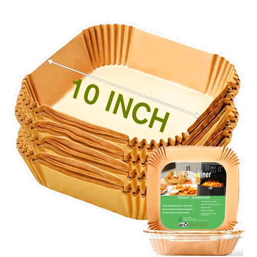 Mutvle 10 Inch Largest Square Air Fryer Disposable Paper Liner, XXL 100Pcs Air Fryer Parchment Paper Liners for 8QT or Bigger Air Fryer, Non-stick, Food Grade Baking Paper for Frying, Roasting and Microwave