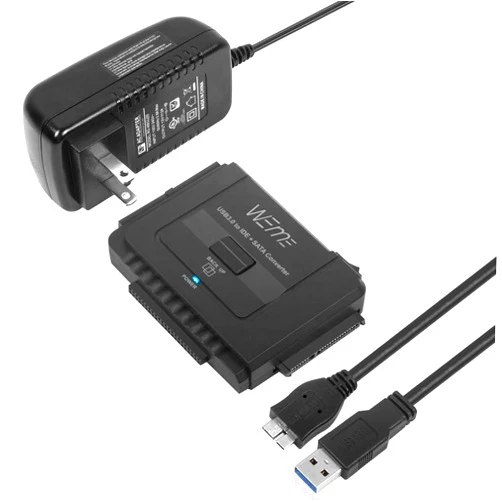 WEme USB 3.0 to SATA/IDE Adapter with Universal 2.5/3.5 Hard Drive Disk Converter for HDD/SSD & IDE HDD Support 6TB and One-Touch Backup Include 12V 2A Power Adapter + USB 3.0 Cable for Laptop