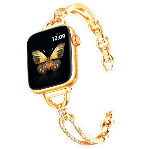 CAGOS Bracelet Band Compatible with Apple Watch Bands for Women 38mm 40mm 41mm 42mm 44mm 45mm 46mm,Cute Handmade Diamond Fashion Dressy Metal Bands for Iwatch Series 11/10/9/8/7/6/5/4/3/2/1/SE3/2/1