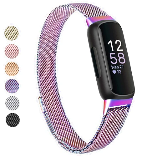 Vanjua for Fitbit Inspire 3 Bands Women Men, Stainless Steel Metal Mesh Loop Adjustable Magnetic Wristband Replacement Straps Compatible with Fitbit Inspire 3 Fitness Tracker