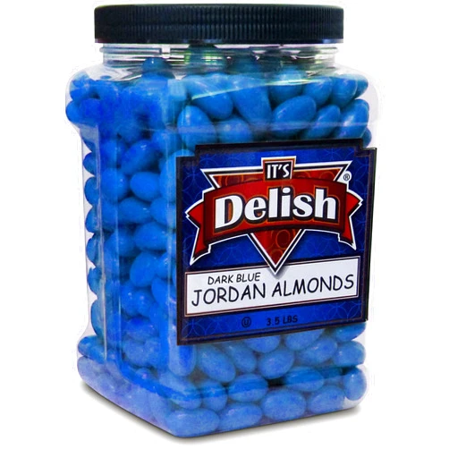It's Delish Dark Blue Jordan Almonds by Its Delish, 3.5 lbs Jumbo Container | Candied Almond Nut with Sweet Hard Candy Coating - Weddings Birthday Boy Baby Shower Theme Party Favors Candy Buffets - Vegan & Kosher