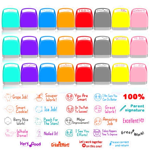 Yinder 24 Pcs Teacher Stamps for Classroom Self Inking Classroom Stamps Bulk for Teachers Elementary Colorful Motivational Encouraging Gifts(Classic)