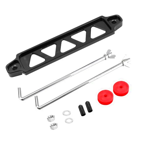 BESULEN Battery Hold Down Sets, Billet Aluminum Battery Tie Down Mount Bracket With Stainless Steel J Bolts, Universal 8