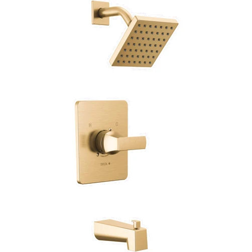 Delta Faucet Velum 14 Series Single-Function Gold Tub and Shower Faucet Set, Valve Trim Kit, Shower Handle, Delta Shower Trim Kit, Shower Set, Champagne Bronze T14437-CZ (Valve Not Included)