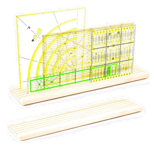 Pinkunn 2 Piece Wooden Quilting Ruler Holder Organizer - 5 Slot Grids Ruler Rack for Quilting and Sewing, Ideal for Home Office Desk Storage(Wood Color)