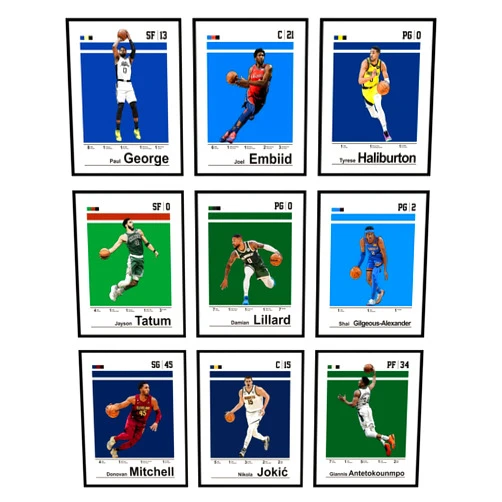 BigWig Prints Basketball Poster Set - Basketball Posters for Boys Bedroom, NBA Posters, Basketball Wall Art, Giannis Poster, Damian Lillard Poster, Jayson Tatum NBA Poster - Unframed Set of 9 (8x10)