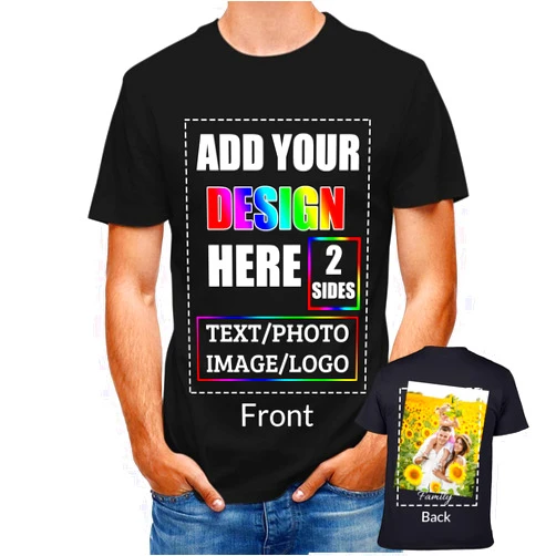 HeKnSLK Personalized Custom t Shirts for Men Women Customize Your Own Cotton T-Shirt with Photo Text Logo Front/Back
