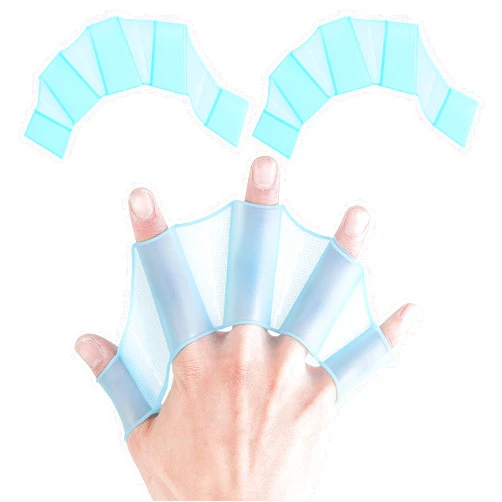 SOKTDO 1 Pair Silicone Swimming Gloves, Webbed Aquatic Swim Training Gloves, Finger Frog Type Water Resistance Gear Paddle Fins for Men Women Kids, WP001