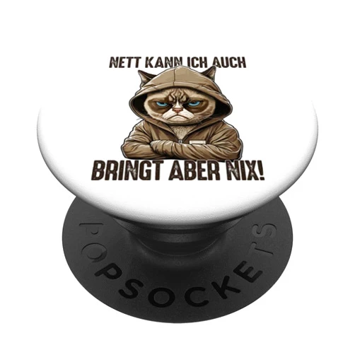 Wicked Cat Ironic Work Colleague Hood Designs Nett kann ich auch bringt aber nix! for Employees Cats Cat PopSockets Standard PopGrip