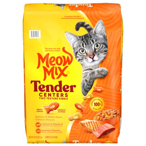 Meow Mix Tender Centers Salmon & Chicken Flavors, Dry Cat Food, 20 Pound Bag