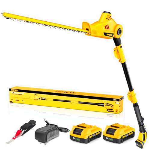 Alloyman 20V MAX Pole Hedge Trimmer,Telescoping Pole Hedge Trimmer,with 2 Packs 2.0Ah Batteries & Charger,8 Feet Hedge Trimmer for Shrubs Pruning