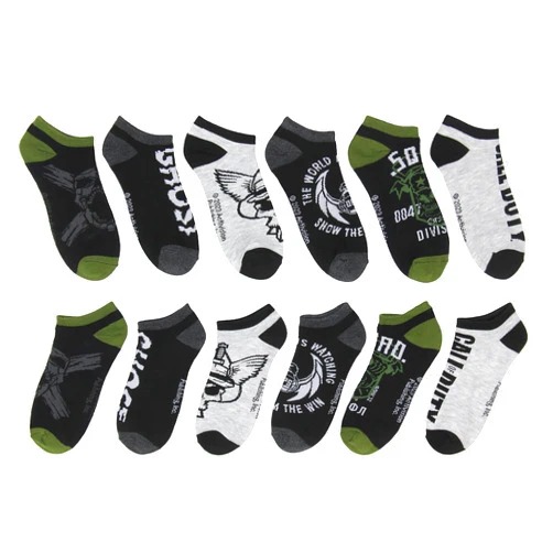 Bioworld Call Of Duty Men's Modern Warfare Black Ops Video Game No-Show Ankle Socks 6 Pair Pack