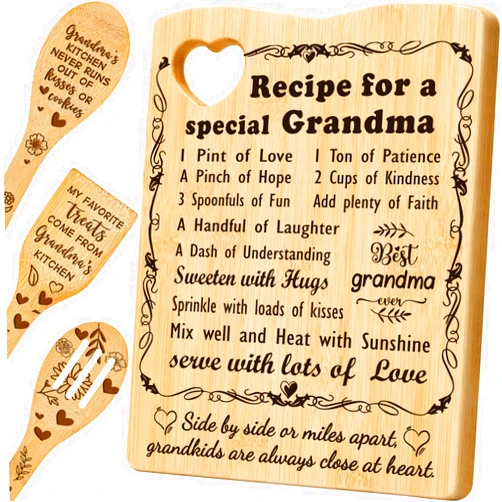 BackURyear Grandma Birthday Gifts for Grandmother, Grandma Gifts from grandkids, Thank You Gifts for Grandma, Grandma Kitchen Decoration Gifts, Grandma Christmas Gifts- Cutting Boards Gifts