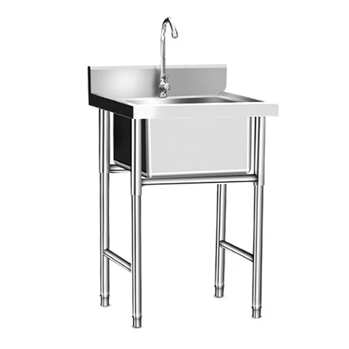 WappiGo Outdoor Stainless Steel Kitchen Sink 1 Compartment Free Standing Utility Sink with Faucet, Single Bowl Sink Wash Basin for Restaurant, Laundry, Garage