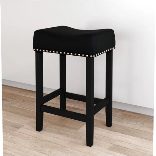 Nathan James Hylie Nailhead Wood Pub-Height Kitchen Counter Bar Stool, 24