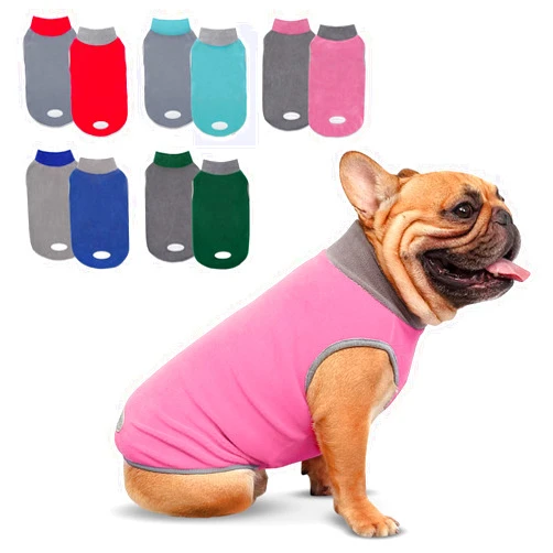 cyeollo 2 Pack Dog Sweaters for Small Dogs Lightweight Stretchy Fleece Vest Pullover Dog Sweatshirt with Reflective Stripe Pet Dog Clothes Coats Size L Pink & Grey