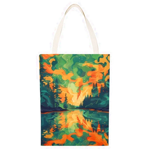 Dohaapri Natural Scenery Pattern Canvas Tote Bag Spacious Stylish and Eco- Friendly for Daily Use