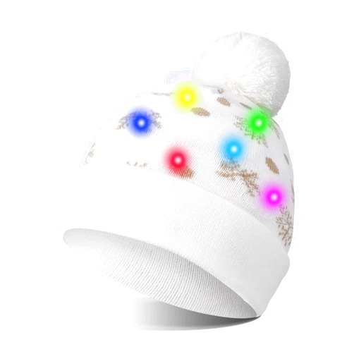TAGVO LED Light Up Hat Beanie Knit Cap, Colorful LED Xmas Christmas Beanie