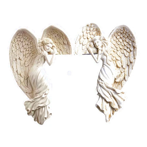 BEERBINGER 2PCS Door Frame Angel Decor Statues Ornaments with Heart-Shaped Wings Sculpture in Your Corner Resin Wall Crafts for Home Living Room Bedroom Decoration, White, 16x11cm/6.50x4.50in