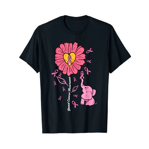 Breast Cancer Awareness Shirts For Women Gifts Pink Sunflower Elephant Daisy Breast Cancer Awareness Women T-Shirt