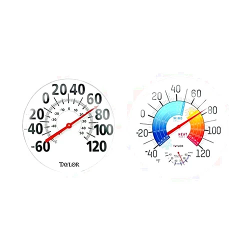 Taylor Precision Products Extra Large Metal Wall Indoor Outdoor Thermometer, 18 inch and Precision Products Wind Chill/Heat Index Thermometer & Hygrometer, 13.25 Inch