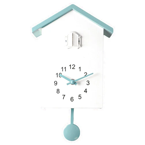 HOgardenME Cuckoo Clock with Chimer Cuckoo Sound Clocks with Pendulum Bird House, Battery Powered, Home Living Room Hanging Watch Horologe Clocks Timer Kitchen Wall Decoration(White+Grey)