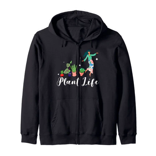 Teeda Wee Plant Lady Living Her Best House Plant Life Gift Zip Hoodie