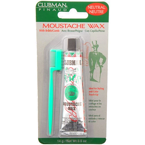 Clubman Pinaud Moustache Wax with Free Brush/Comb Applicator, Neutral, 0.5 Ounce (Pack of 6)