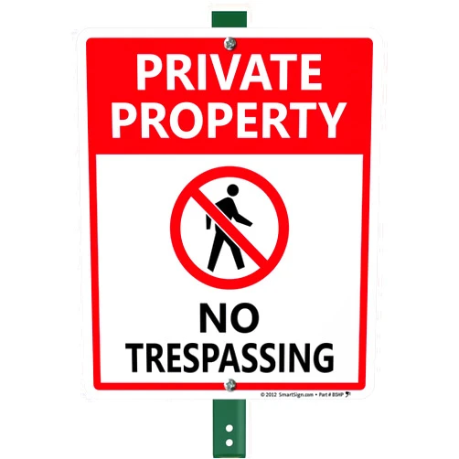 SmartSign No Trespassing Signs Private Property, 10 x 12 Inches Aluminum Sign with 3 Feet Stake