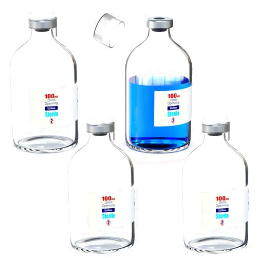 Biomed Solutions Sterile Empty Vial with Reusable Plastic Cap,Ready to Fill Glass Containers, Liquid Injection Bottle Sealed with Self Healing Injection Port (100ml Clear 4pcs)